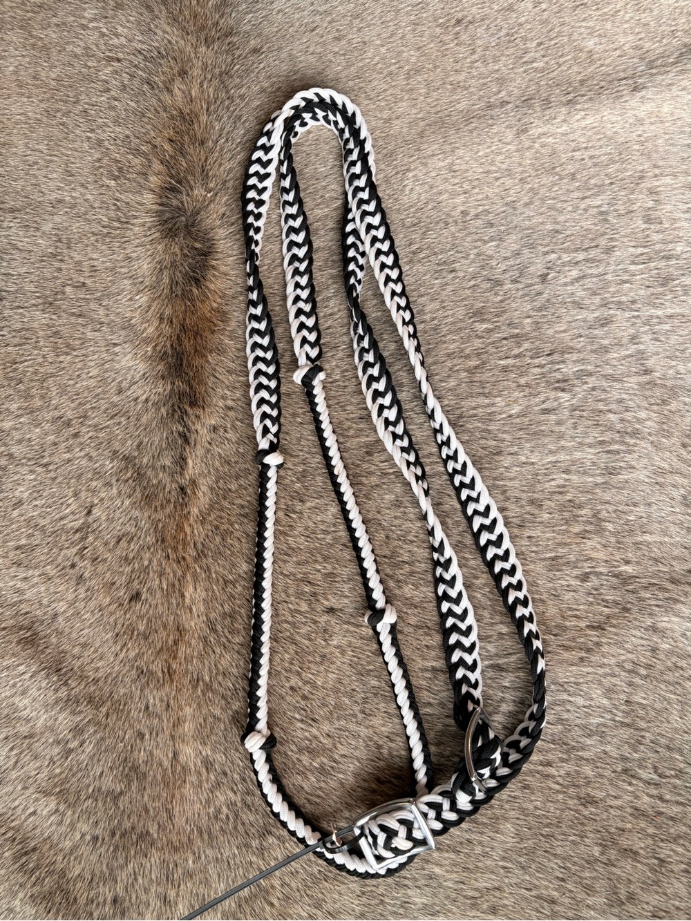 Black & White Braided Reins